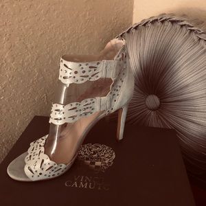 Vince Camuto jeweled heels lt grey. 8.5 Katalina